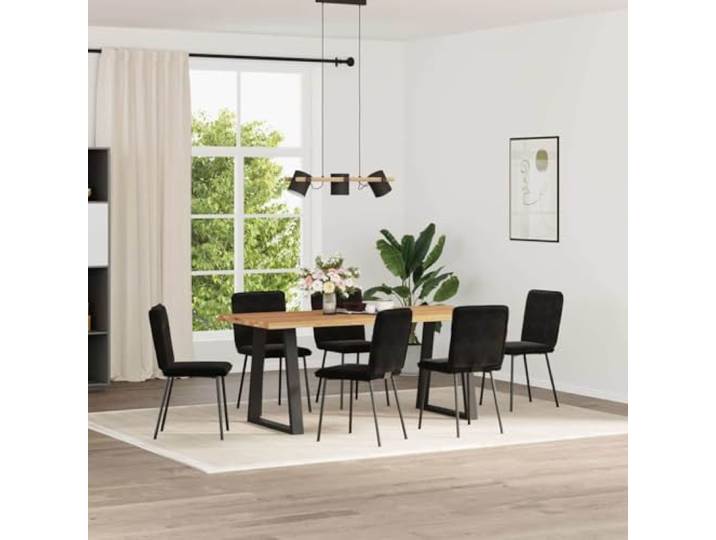 HEFZGDB Esszimmerstühle 6 STK. Schwarz Samt mit Metall-Holz-Gestell und Polsterung für Wohnzimmer und Gästezimmer