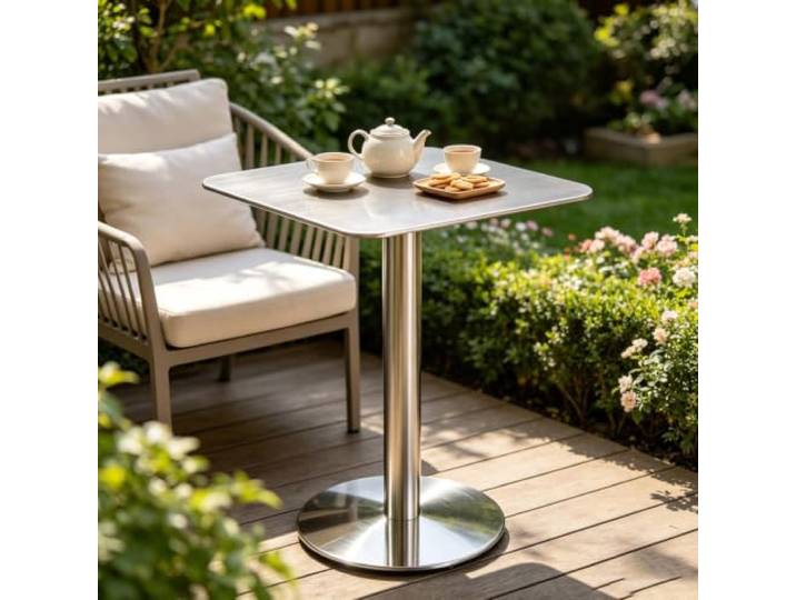 Gaommini Cocktail-Bartisch – runder quadratischer Esstisch aus Edelstahl, hoher Bistro-Pub-Tisch, hoher Tisch für Küche, Wohnzimmer, Beistelltisch, Kleiner Akzenttisch(Square,70x70x95cm)