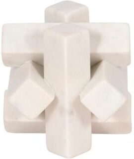 "Sagebrook Home 4-Inch White Marble Geometric Orb - 4"" x 4"" x 4"""