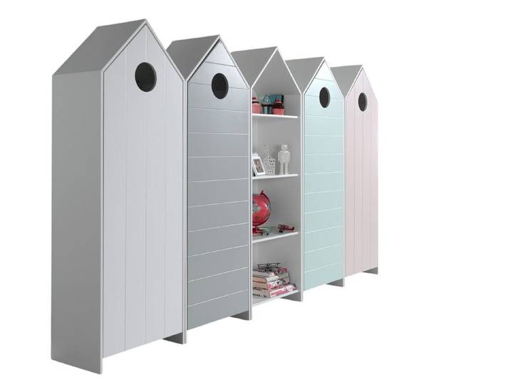 58 aufm Kessel Mehrzweckschrank-Set Regalschrank Set Kania Standregal MDF+Holzwerkstoff Weiß /Bunt, (inkl. Versand, Lieferung bis Verwendungsstelle), 5-teiliges Regalschrank-Set, verschiedene Farben, dekorative Optik
