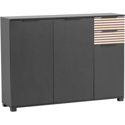 Schuhschrank SCHILDMEYER "Alexa, Schuhschrank, Made in Germany, B: 141,9 cm", schwarz (schwarzmatt, akustik), B:141,9cm H:105,5cm T:35cm, FSC-zertifizierter Holzwerkstoff, Schränke, Schuhschrank, Solide Verarbeitung - Dieses Produkt ist in...