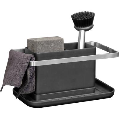 Küchenorganizer-Set "STELLA", schwarz, B:20cm H:10cm L:11,5cm T:11,5cm, Edelstahl, Kunststoff, SCHÖNER WOHNEN-KOLLEKTION, Küchenhelfer-Sets, Spülorganizer mit abnehmbarem Abtropfbehälter