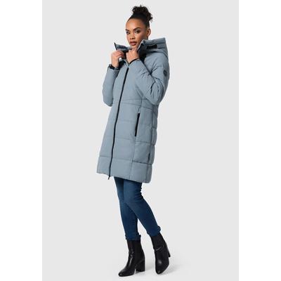 Winterjacke MARIKOO "Natsukoo XVI", Damen, Gr. S, blau (powder blau), Obermaterial: 100% Polyester, Jacken Winterjacke, Stepp Mantel mit großer Kapuze, Topseller