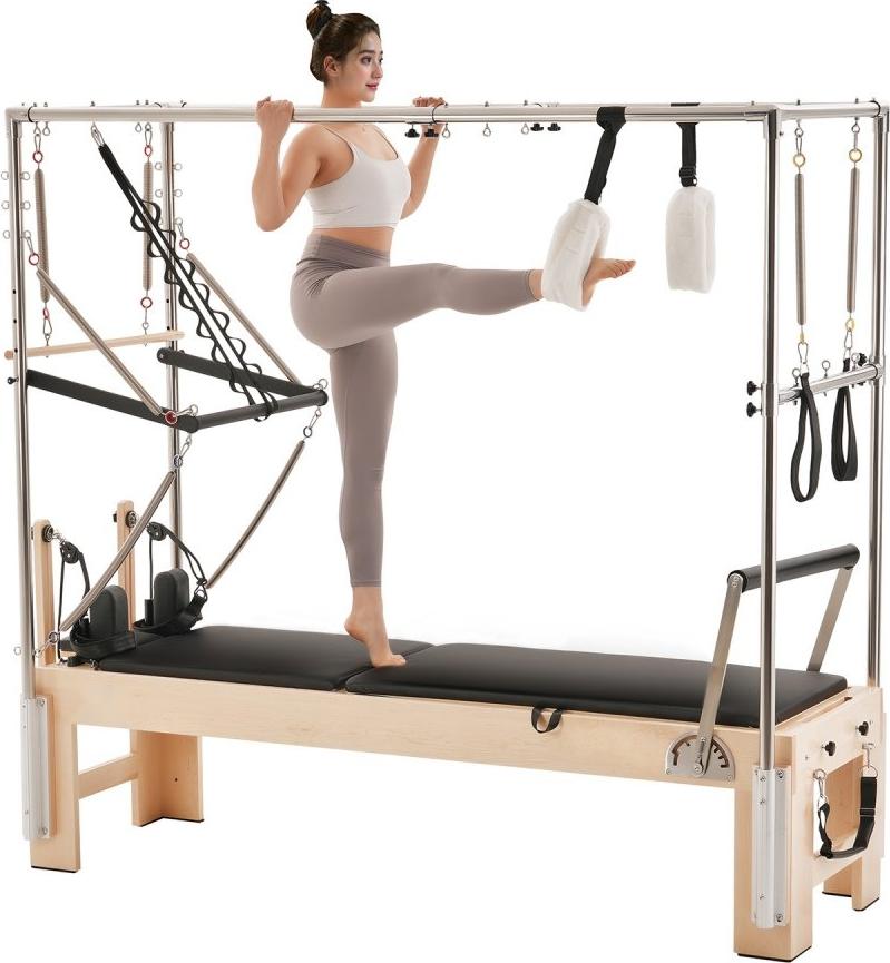 Pilates Reformer Holz - Pilates-Maschine für Heim-Fitnessstudio - Trainingsgerät für Ganzkörper-Workout