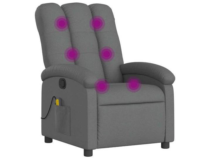 vidaXL Massagesessel Dunkelgrau Stoff, Rechteckig, 146.5x83.5x70 cm, Wohnzimmer, Sessel, Massagesessel