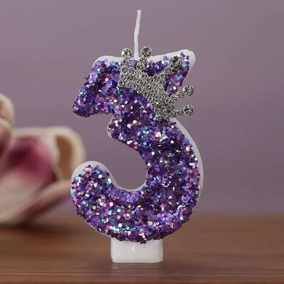 Uplift Picks Purple Crown Number Birthday Candles For Princess Cakes Anniversaries And Celebration Party Decor purple 3