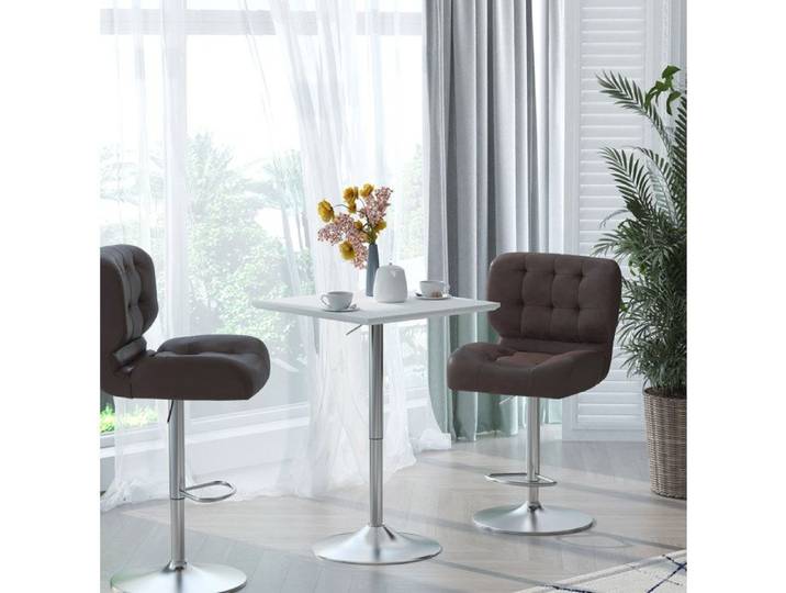 WOVREO Table bistrot carrée réglable en hauteur 60 x 60 cm MDF et acier blanc