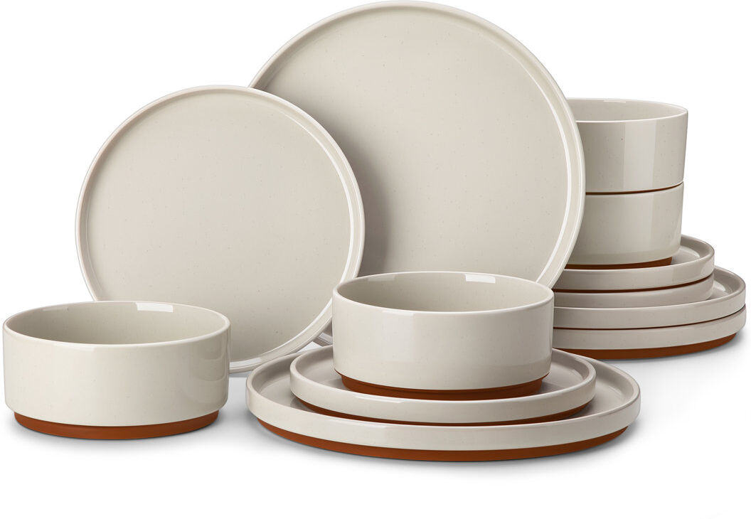 MALACASA 12-Piece Sesame Glaze Stoneware Dinnerware Set, Service For 4 Brown/Grey 12