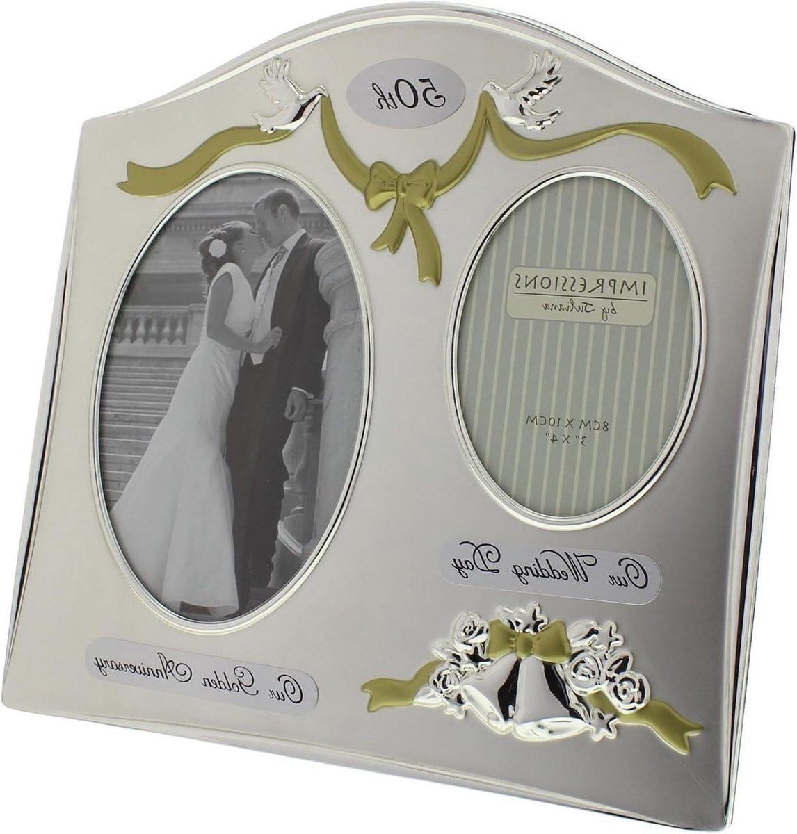 Zilverkleurige Fotolijst Jubileum voor Twee Foto's - 23 x 2,5 cm