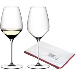 Riedel Veloce Riesling Gläser + Poliertuch, Weingläser, Transparent