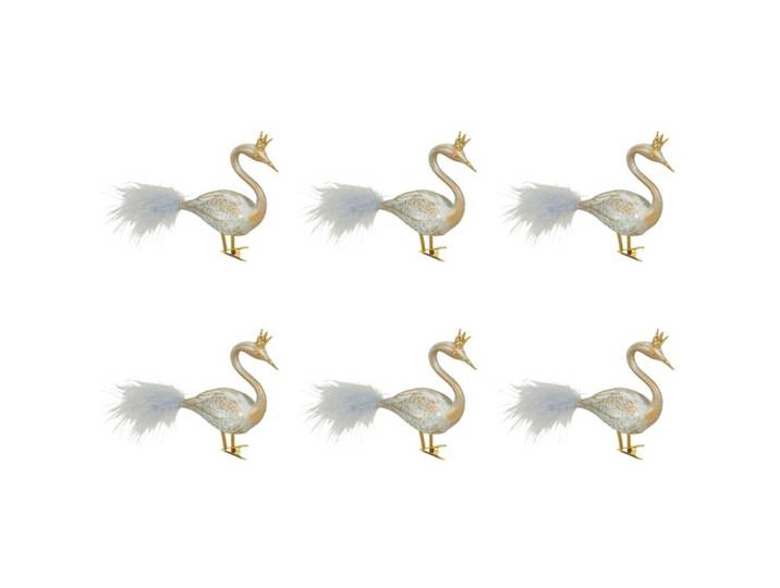 Weihnachtskugel 6er-Set Form Schwan - Farbe: eisblau - Material: Glas - 949