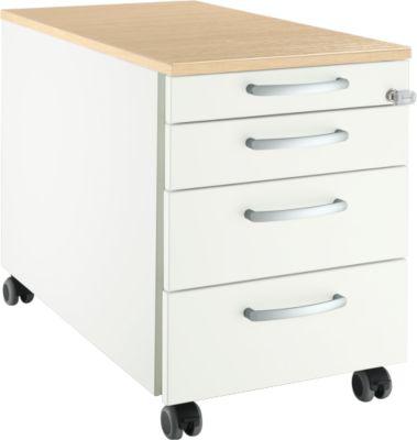 Schäfer Shop Select Rollcontainer 1233, 4 Schübe, Griff rund, weiß/Ahorn-Dekor