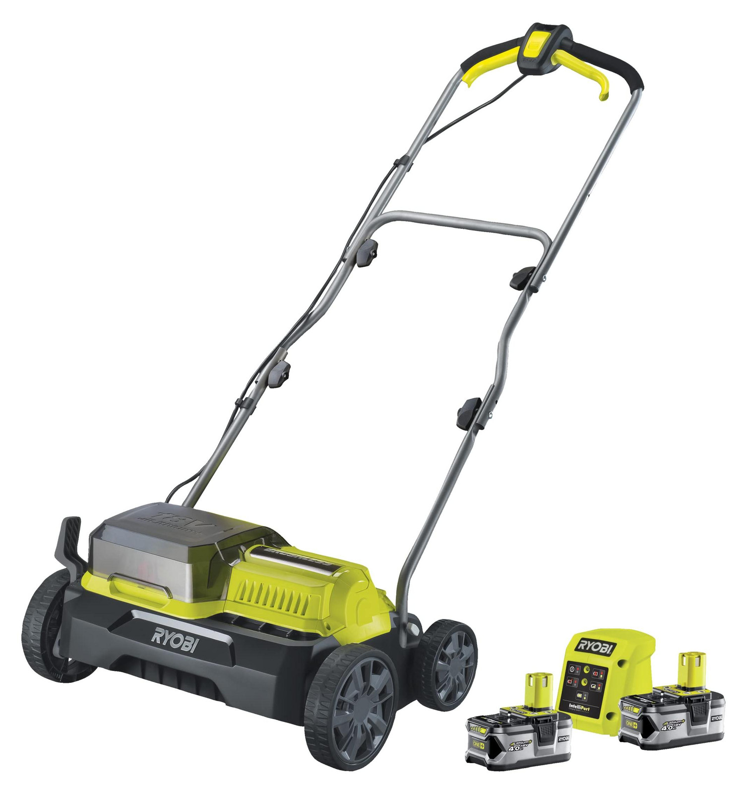Ryobi Verticuteermachine en beluchter RY18SFX35A-240, 36V borstelloos, Ø 35 cm, inclusief 2 x 4Ah accu's en 2A snellader