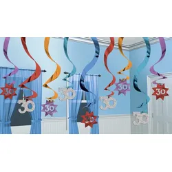 15 Deckenhänger Swirl 30. Geburtstag