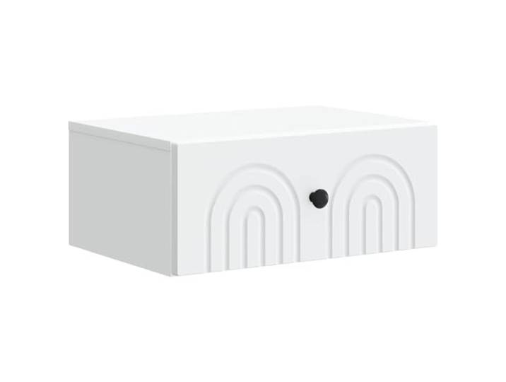 KUPTYERFG Wandmontierter Nachttisch Weiß 49x34,5x20 cm Holzwerkstoff Schwebendes Design für Schlafzimmer und Wohnzimmer. Platzsparender Hängeschrank mit Schublade für geordnete Aufbewahrung.