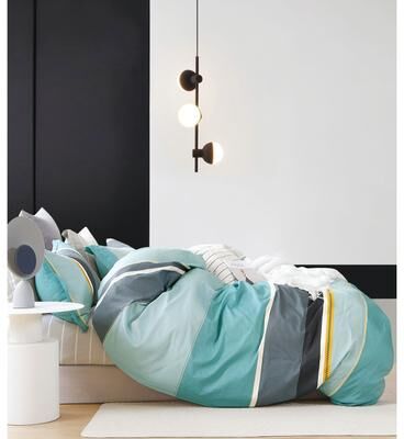 Say Yes Bedding Gordon Blue Striped 100% Cotton Comforter Set