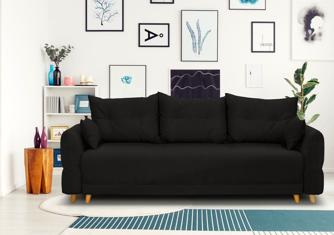 Norden Home Mowbray 3-Seater Sofa Bed Black 94cm H X 230cm W X 100cm D