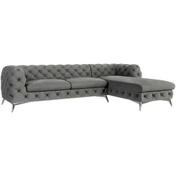 ECKSOFA Chesterfield Laura Grau Samt