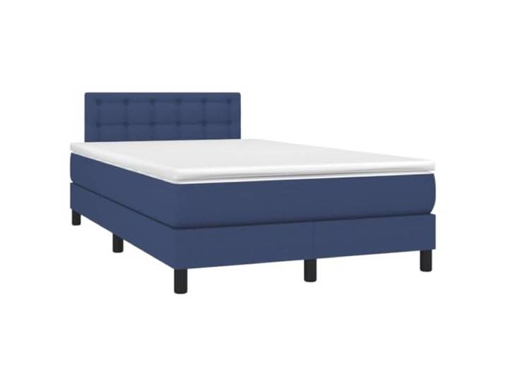 KKgypkn Boxspringbett mit Taschenfederkernmatratze, höhenverstellbares Kopfteil, 120x190 cm, blau, Stoffbezug