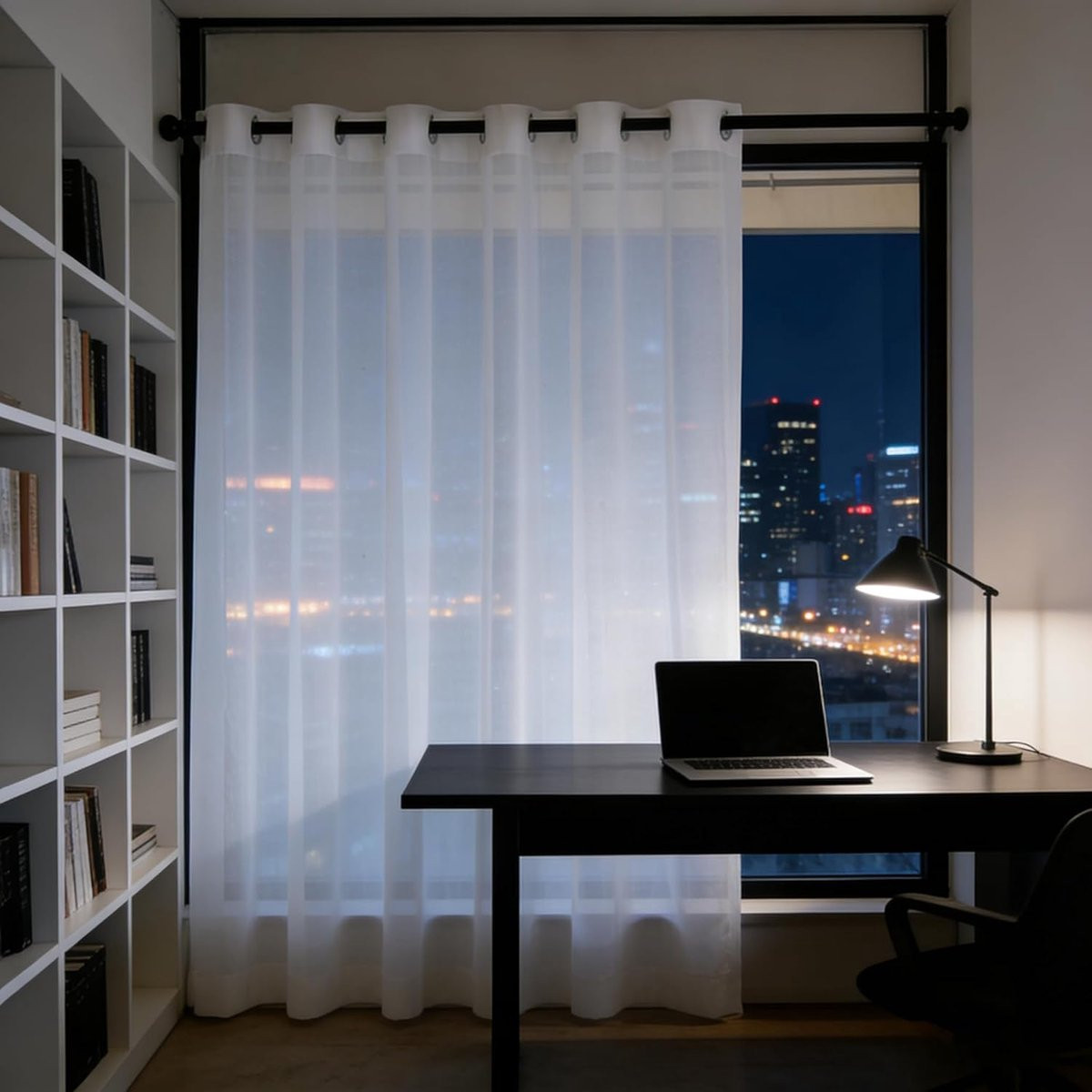 Wit Vitrage Gordijn Voile Paneel voor Woonkamer Decoratie Lichtdoorlatend 106 x 154 cm