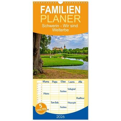Familienplaner 2026 - Schwerin - Wir sind Welterbe mit 5 Spalten (Wandkalender, 21 x 45 cm) CALVENDO