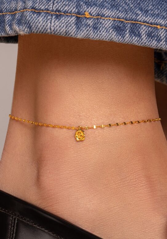 Fußkette AMOR "Rose", gold (gelbgoldfarben), Fußketten, Damen, Silber 925 (Sterlingsilber), Fußkette