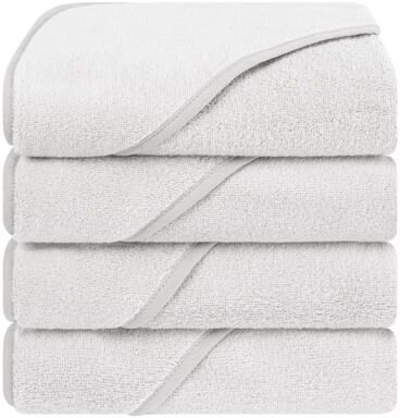 American Soft Linen 100% Cotton Soft Fluffy Hooded Baby Bath Towel Set 4 Piece