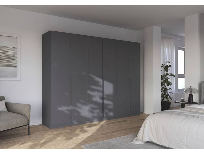 Drehtürenschrank, 271x210 cm, Holzwerkstoff, Grau, Durchdachte Innenausstattung, Modern, Rauch