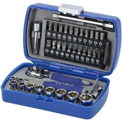 Irimo, Steckschlüssel + Stecknuss, Set mit 37 Teilen 1/4-Zoll-Spitzen, Stecknüssen und Zubehör