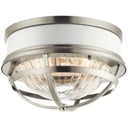 Deckenleuchte Wohnzimmerlampe Deckenlampe Nickel Weiß Stahl D 30,5 cm
