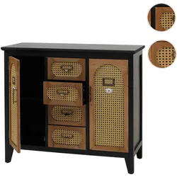 Apothekerkommode HWC-O63, Sideboard Schrank Staufächer Schubladen, Vintage Rattanoptik 80x91x40cm ~ Korpus schwarz