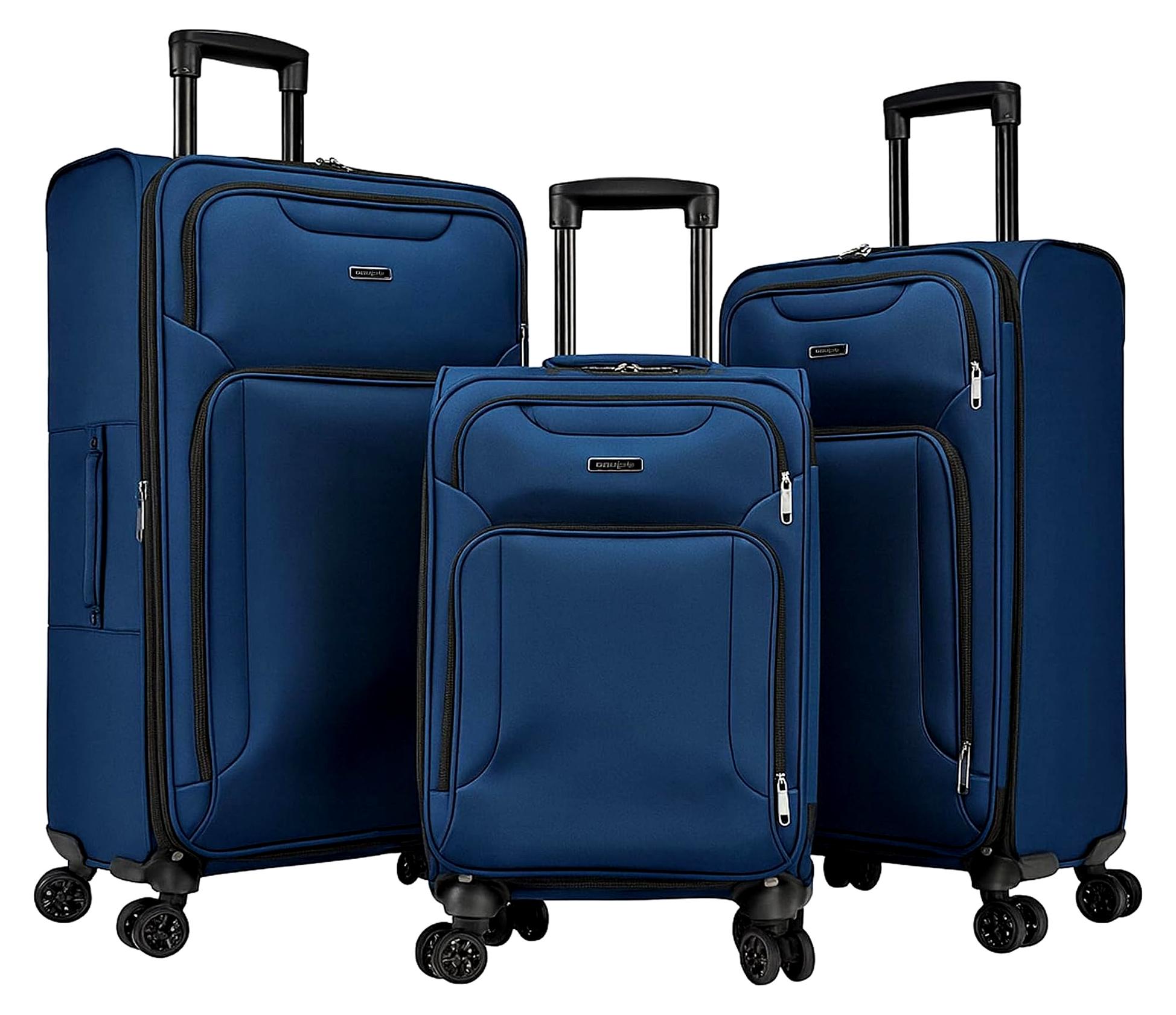 Dejuno Jasper 3-teiliges leichtes erweiterbares Spinner-Gepäck-Set in Marineblau