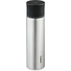 Relaxdays Trinkflasche Edelstahl 750 ml mit Becher Schwarz,Silber