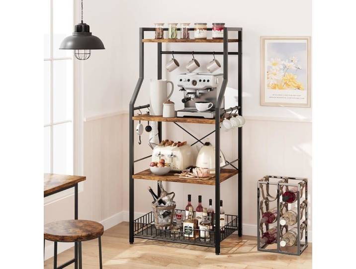Meuble de cuisine - HOERFURIY - Petite étagère murale - 60x40x130 cm - Marron - Style scandinave