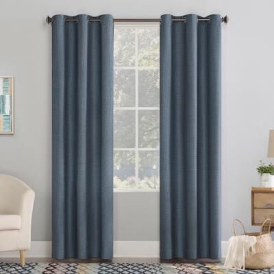 "Wide Width Sun Zero Blackout Lindstrom Printed Texture Grommet Panel by Sun Zero™ in Dusk (Size 40"" W 96"" L)"