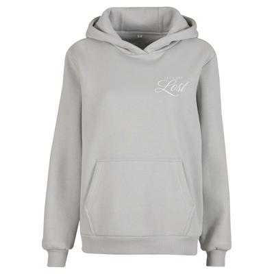 Kapuzensweatshirt MISS TEE "Miss Tee Lost Flowers Ladies Fluffy Hoody", Damen, Gr. XS, lightasphalt, 70% Baumwolle, 30% Polyester, bedruckt, Rundhals, Sweatshirts