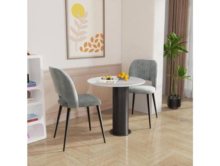 Lot de 2 Chaise Salle a Manger Velours - MIPAN - Chaises Table a Manger - Chaise de Cuisine Rembourrées Gris
