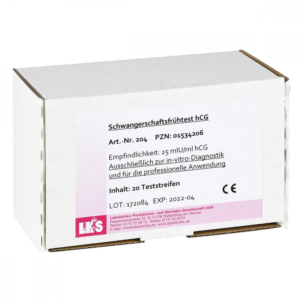 Laboklinika Produktions-und Vertriebs-Gesellschaft Schwangerschaftsfrühtest Urin Hcg Teststreifen 01534206