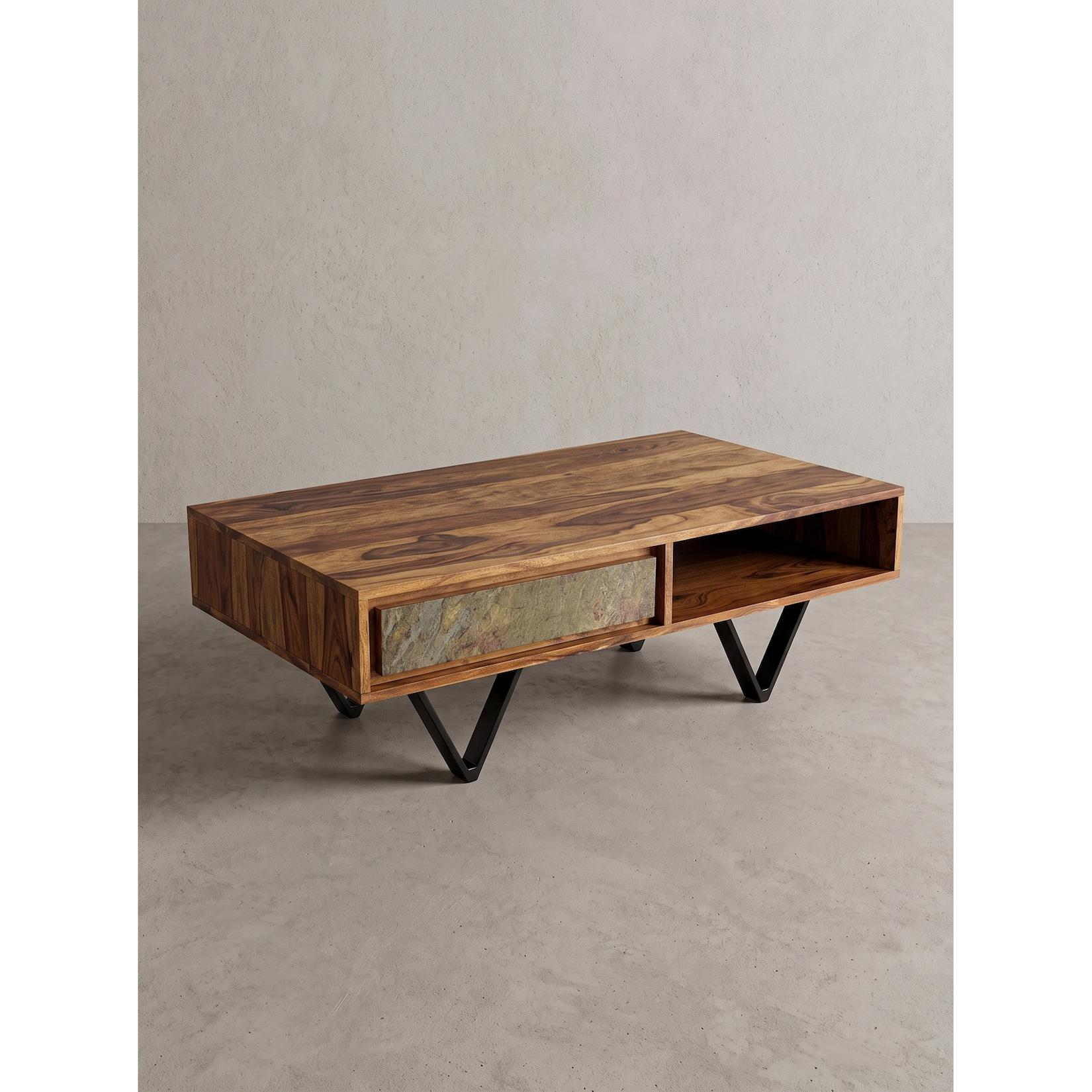 Couchtisch Dunkles Massivholz 115x60x38 cm - AREZZO Kadima Design