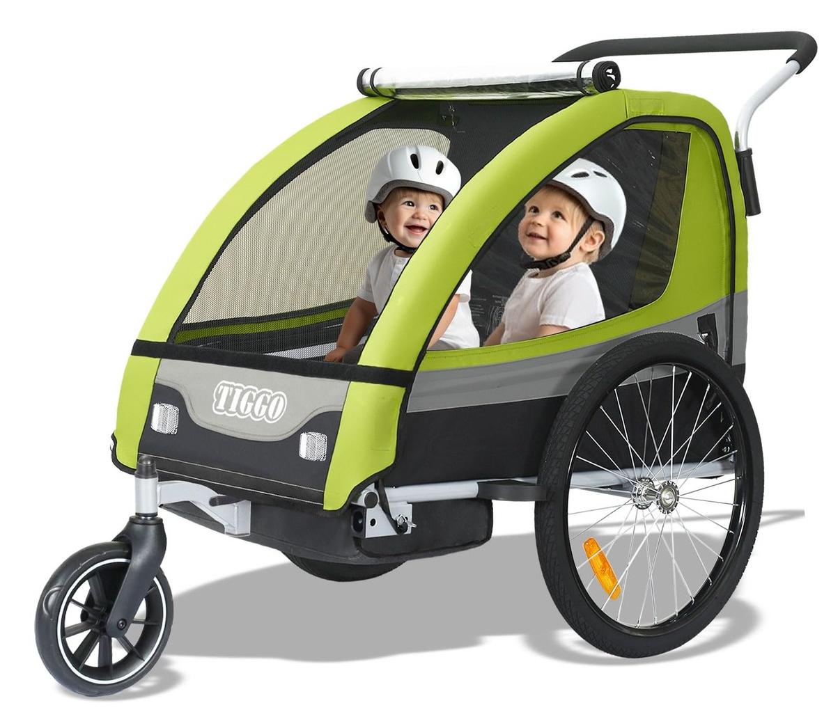 Kinderfahrradanhänger Kinderwagen 2-in-1 - Für 1 oder 2 Kinder - 40 kg - Flach faltbar