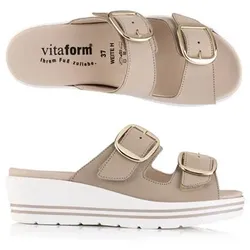 VITAFORM Damen- Pantolette Softnubuk 2 große Schnallen Sohle Valeria