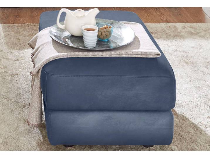 Hocker CALIA ITALIA Gaia, in edlem Design und mit erstklassigem Sitzkomfort , blau, B:67cm H:44cm T:90cm, Luxus-Microfaser Ginevra (100% Polyester), Hocker, Hocker, aus pflegeleichtem Luxus-Microfaser Ginevra Hydro Care