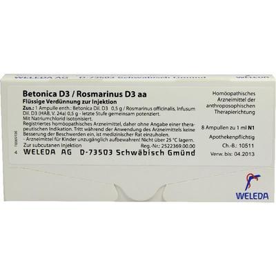WELEDA AG BETONICA D 3/Rosmarinus D 3 Ampullen 8X1 ml 01619635
