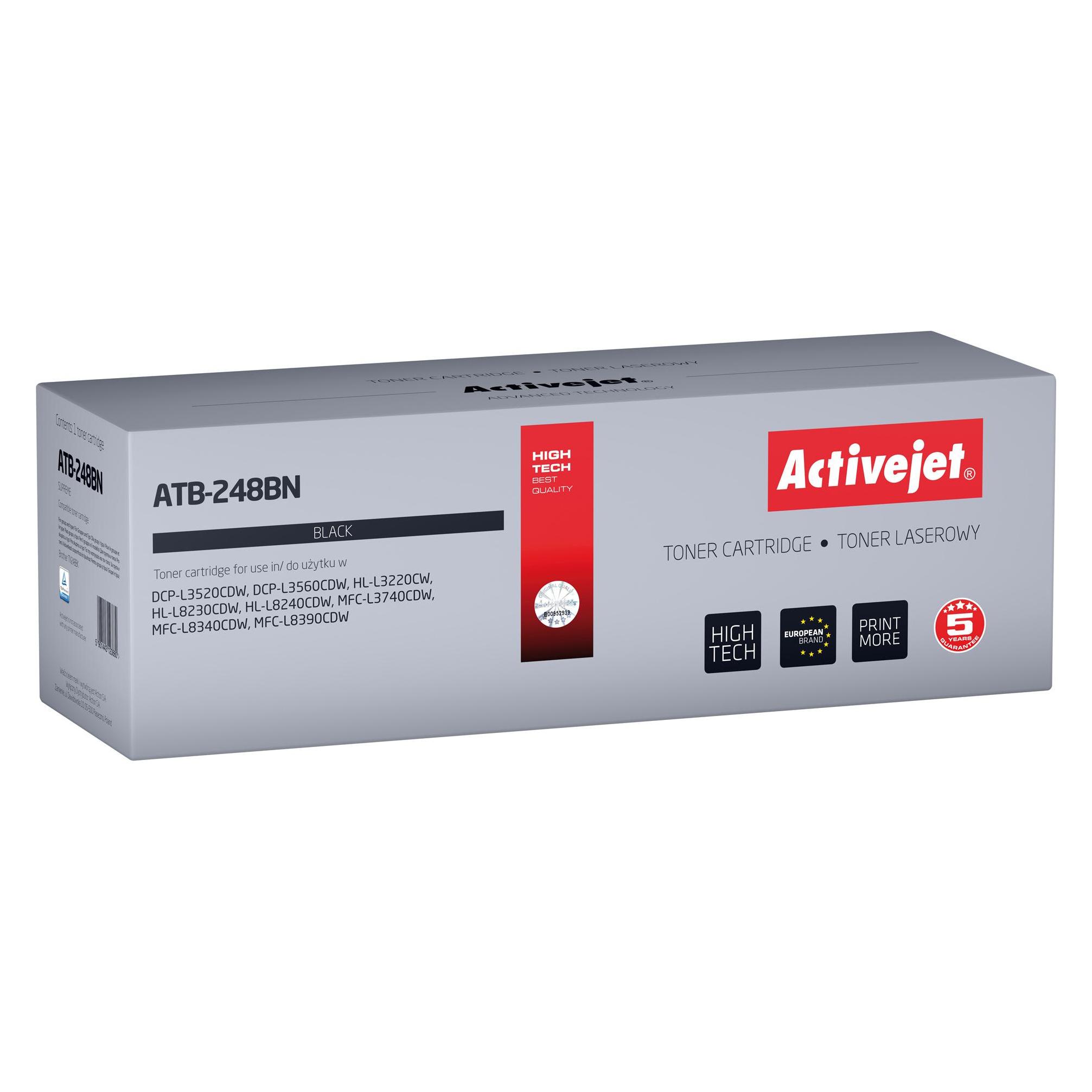 Activejet ATB-248BN Toner für Brother Drucker (Ersatz Brother TN248BK Supreme 1000 Seiten schwarz (BK) (ATB-248BN)