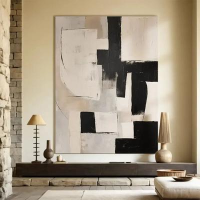 Inspired Living Beige Textured Abstract Canvas Wall Art For Modern Neutral Living Rooms c 40x50cm