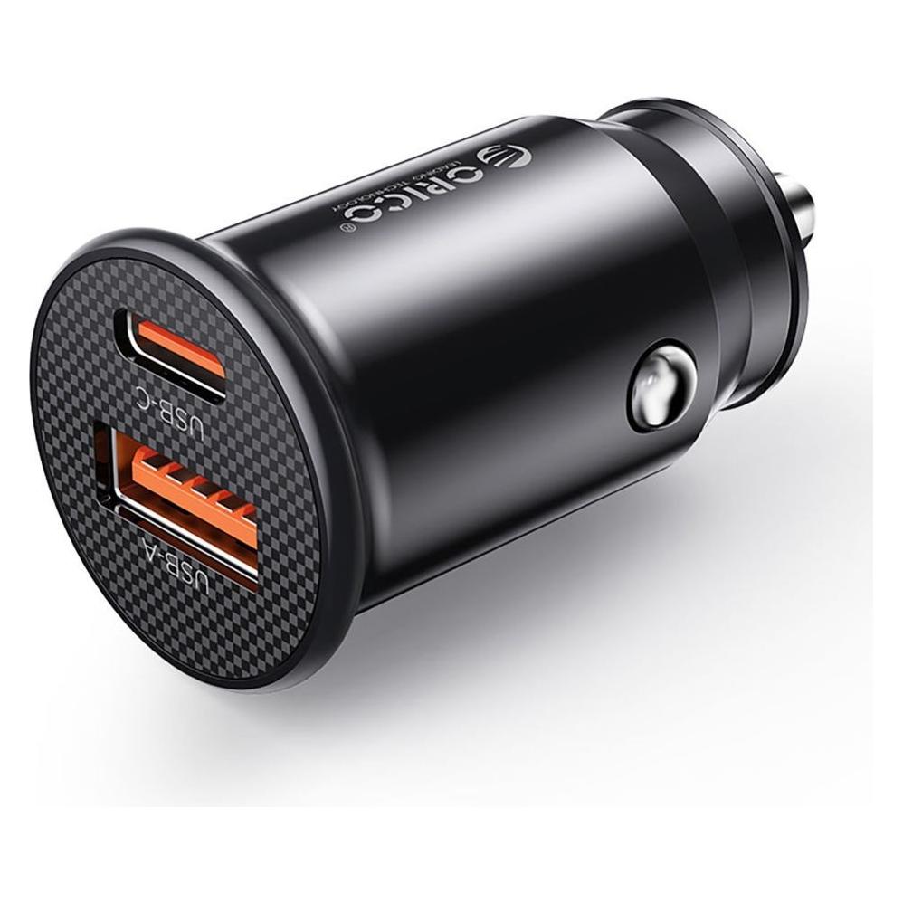 Orico Ładowarka Ładowarka samochodowa PowerMini 30W USB-C + USB-A - czarna (ORICO-PM-30-1A1C)