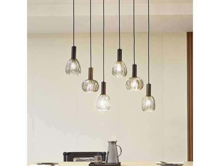 Tolli 6 Suspension Gris/Noir - Lindby - Salon / séjour - Moderne - Verre - Multi-ampoules