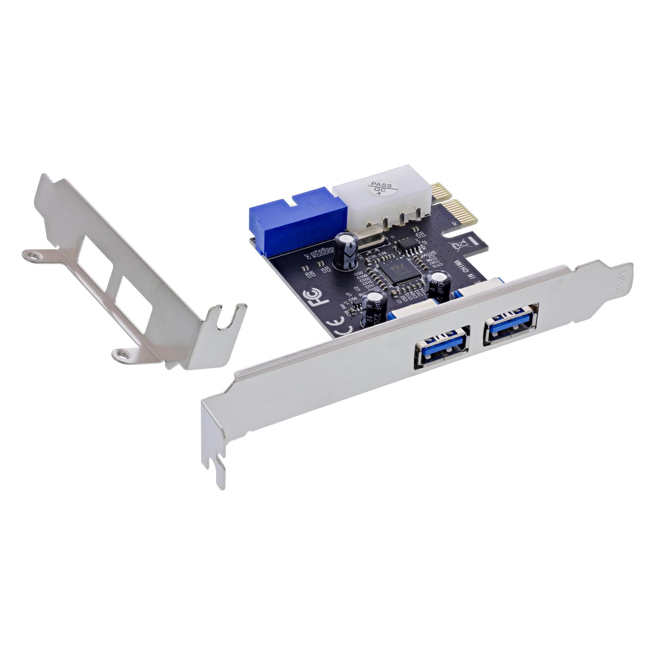 InLine Schnittstellenkarte, 3x USB 3.2 Gen.1, (2 USB-A + 1 Comboport) PCIe, inkl. Low-Profile Slotb (76666G)