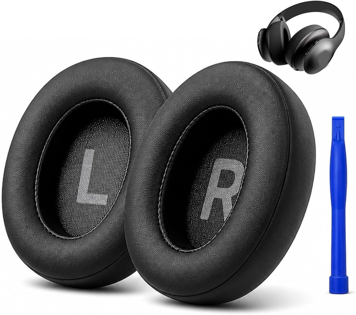 JBL vervangingsoorkussens voor Tune 700, 710, 720, 750 en 760 series, traagschuim en kunstleer, zwart