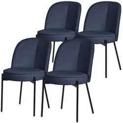 ML-Design Esszimmerstühle 4er-Set Dunkelblau – gepolsterte Stühle aus Polyester mit Metallbeinen, ergonomische Esszimmer- und Küchenstühle